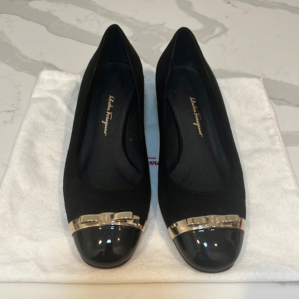 Salvatore Ferragamo black suede closed-toe shoe